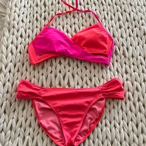Victoria’s Secret Pink Medium Pink Halter Top Cut-Out Bikini
